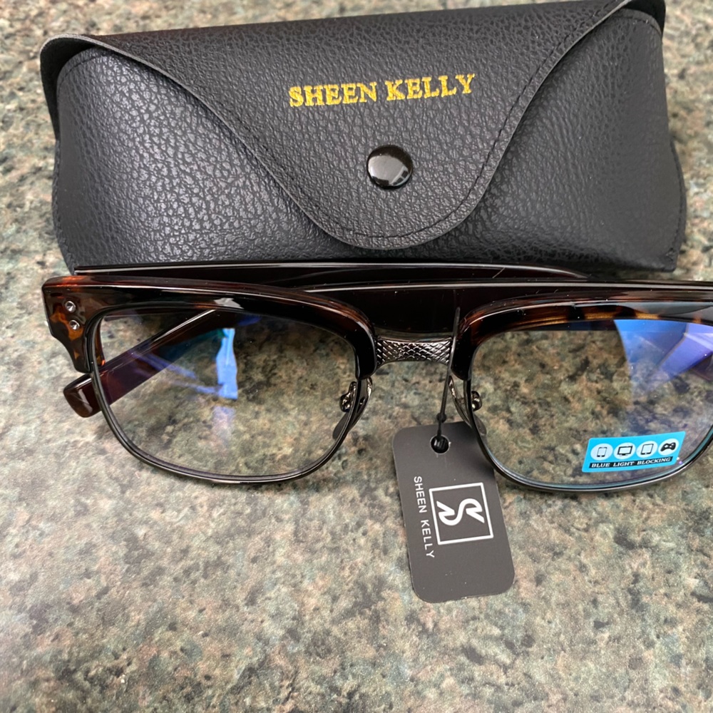 SHEEN KELLY Vintage Square Anti Blue Light Glasses